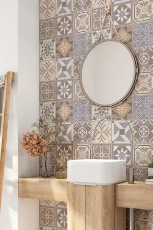Acheter En Ligne Crédence adhésive salle de bain - Motif carreaux de ciment