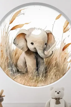 Vente Flash Stickers Trompe l'œil Arche ronde Enfants - Éléphant