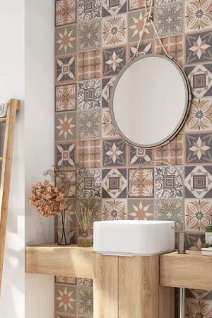 Achat Immédiat Crédence adhésive salle de bain - Motif carreaux de ciment
