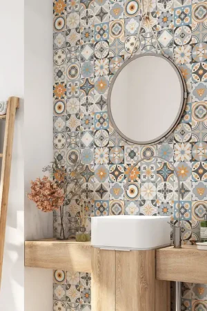 Achat Immédiat Crédence adhésive salle de bain - Motif carreaux de ciment