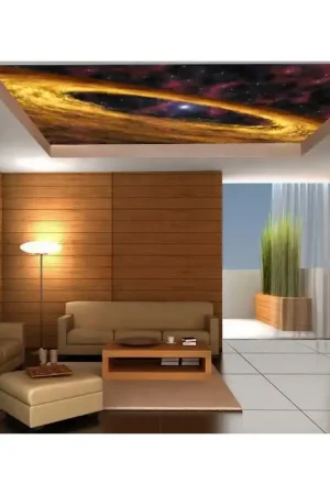 Jusqu’à Épuisement Des Stocks Plafond cosmos galaxie couleur chaude - Nuage doré dans l'espace