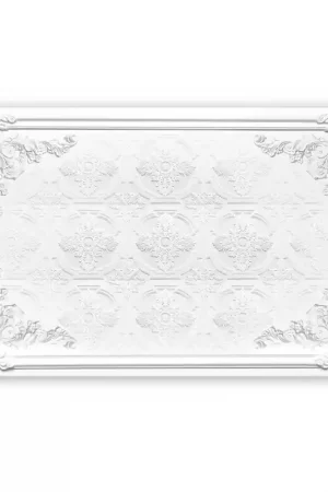 Décor plafond imitation motif sur plâtre blanc, effet bas relief Nouvel Arrivage