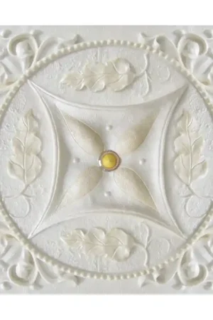 Remise Décor plafond imitation motif sur plâtre ivoire, effet bas relief