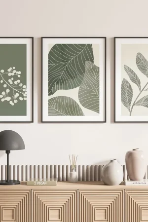 Lot de 3 Affiches / Posters Triptyque - Feuilles Vente Flash