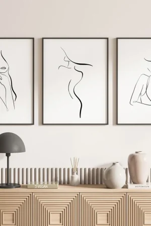 Lot de 3 Affiches / Posters Triptyque - Femmes Abstrait Expédié Aujourd’hui