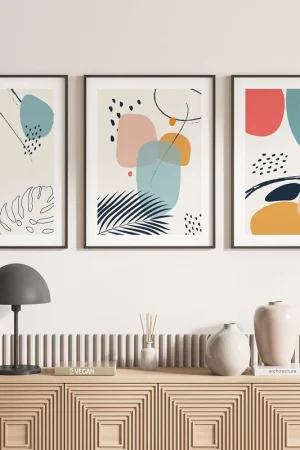 Prix Choc Lot de 3 Affiches / Posters Triptyque - Fleurs palmiers