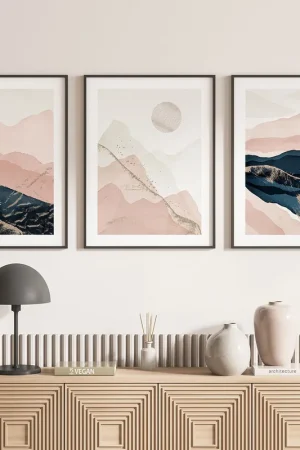 Commander Vite Lot de 3 Affiches / Posters Triptyque - Paysages Boho