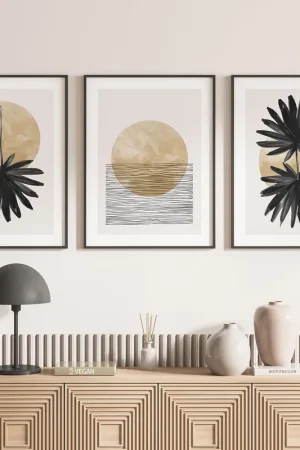Lot de 3 Affiches / Posters Triptyque - Brune soleil Petit Prix