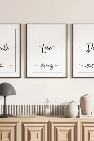 Lot de 3 Affiches / Posters Triptyque - Smile Love Dream Achetez Aujourd’hui
