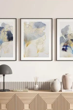 Affaire À Saisir Lot de 3 Affiches / Posters Triptyque - Fleurs