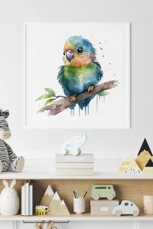 Achetez Aujourd’hui Poster / Affiche carrée Enfants - Perroquet coloré