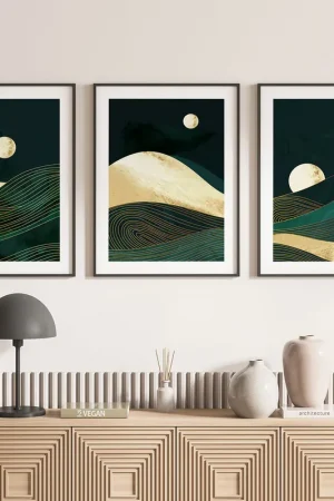 Achat Immédiat Lot de 3 Affiches / Posters Triptyque - Paysages Boho