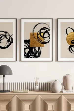 Acheter En Ligne Lot de 3 Affiches / Posters Triptyque - Formes géométriques