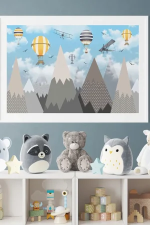 Acheter Direct Poster / Affiche enfants - Avions montgolfières