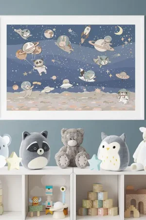 Acheter En Ligne Poster / Affiche enfants - Animaux astronautes