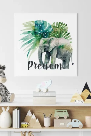 Affaire À Saisir Poster / Affiche carrée enfants personnalisée - Éléphant