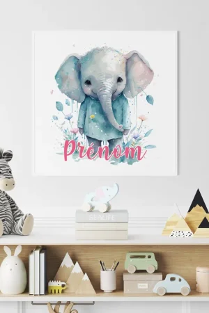 Affaire À Saisir Poster / Affiche carrée enfants personnalisée - Éléphanteau