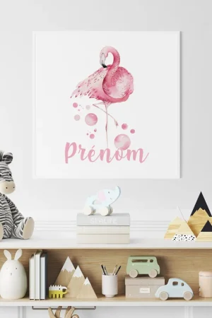 Achetez Aujourd’hui Poster / Affiche carrée enfants personnalisée - Flamant Rose