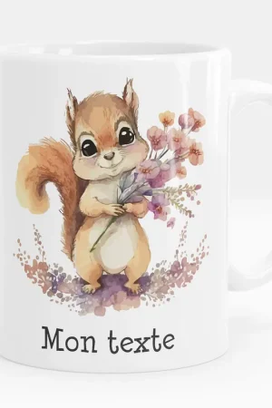 Nouveauté Mug - Tasse personnalisée - Écureuil fleurs