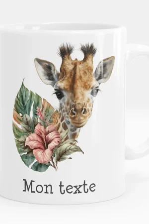 Promotion Mug - Tasse personnalisée - Girafe fleurs