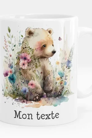 Commande En Gros Mug - Tasse personnalisée - Ours fleurs