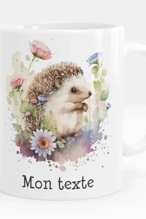 Certifié Mug - Tasse personnalisée - Hérisson fleurs