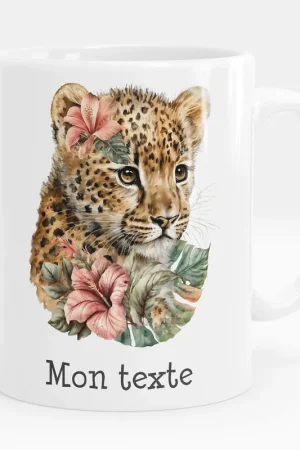 Haute Qualité Mug - Tasse personnalisée - Bébé léopard fleurs