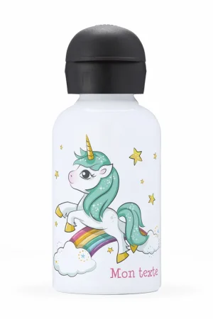 Gourde isotherme enfant personnalisée - Licorne arc-en-ciel Dernier Modèle