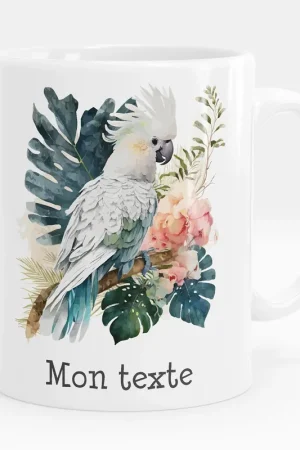 Artisanat Mug - Tasse personnalisée - Perroquet fleurs