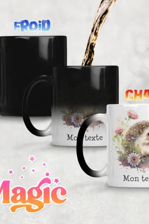 Expédié Aujourd’hui Tasse - Mug Magique - Hérisson fleurs