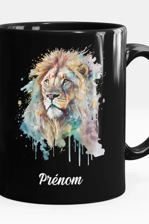 Authentique Mug - Tasse personnalisée Noir intégral - Lion
