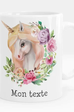 Dernier Modèle Mug - Tasse personnalisée - Licorne fleurs