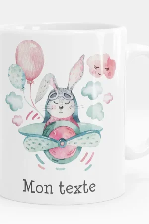 Authentique Mug - Tasse personnalisée - Lapin avion