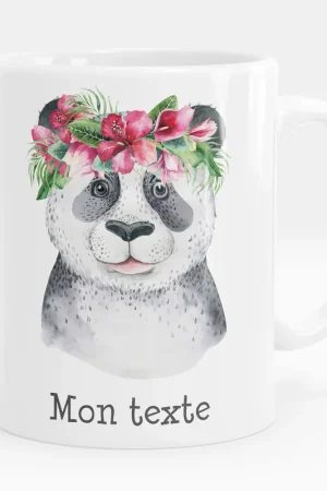Fait Main Mug - Tasse personnalisée - Panda fleurs