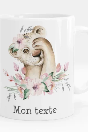 Achat Immédiat Mug - Tasse personnalisée - Lion fleurs