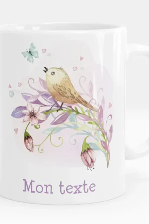 Expédition Rapide Mug - Tasse personnalisée - Oiseau fleurs