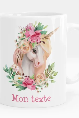 Commander Maintenant Mug - Tasse personnalisée - Licorne fleurs