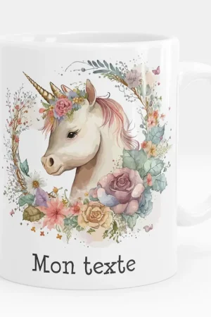 Dernier Modèle Mug - Tasse personnalisée - Licorne fleurs