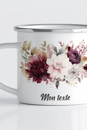 Fait Main Tasse - Mug Émaillé - Fleurs