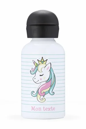 Gourde isotherme enfant personnalisée - Licorne princesse Certifié
