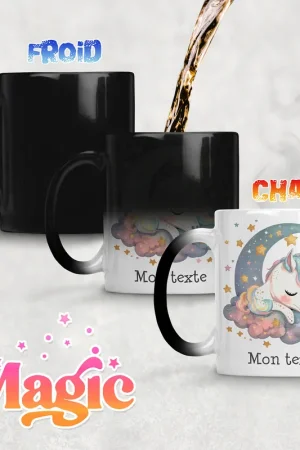 Fait Main Tasse - Mug Magique - Licorne lune étoiles