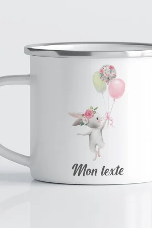 Vente Flash Tasse - Mug Émaillé Enfants - Lapin Ballons