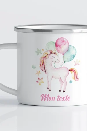 Certifié Tasse - Mug Émaillé Enfants - Licorne Ballons