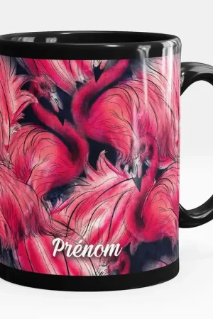 Garantie Incluse Mug - Tasse personnalisée Noir intégral - Flamants roses