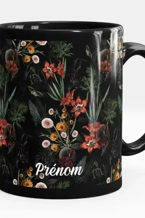 Commande En Gros Mug - Tasse personnalisée Noir intégral - Fleurs