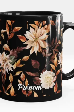Commander Maintenant Mug - Tasse personnalisée Noir intégral - Fleurs