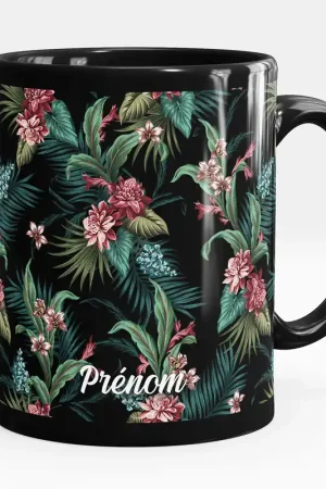 Expédié Aujourd’hui Mug - Tasse personnalisée Noir intégral - Fleurs