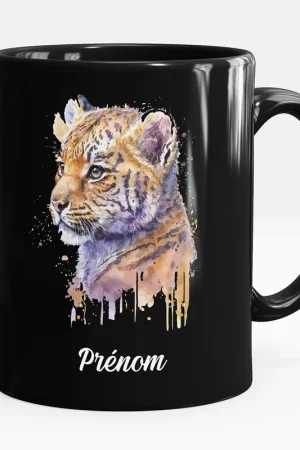 Dernier Modèle Mug - Tasse personnalisée Noir intégral - Tigre