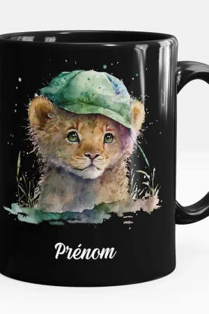Commander Maintenant Mug - Tasse personnalisée Noir intégral - Bébé tigre casquette