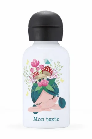 Artisanat Gourde isotherme enfant personnalisée - Petite fille champignons